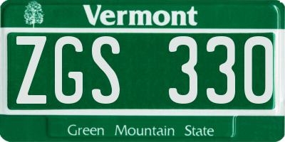 VT license plate ZGS330