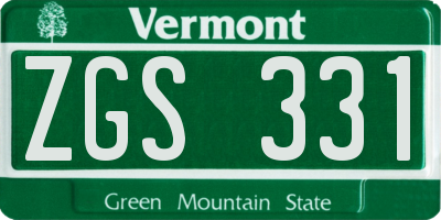 VT license plate ZGS331