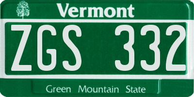 VT license plate ZGS332