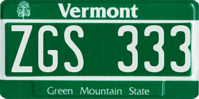 VT license plate ZGS333
