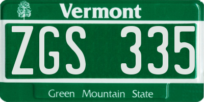 VT license plate ZGS335