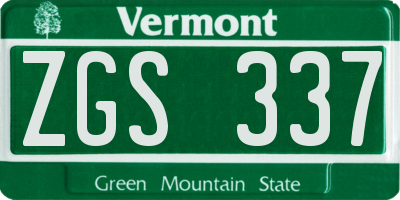 VT license plate ZGS337