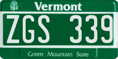 VT license plate ZGS339