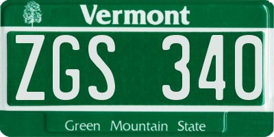 VT license plate ZGS340
