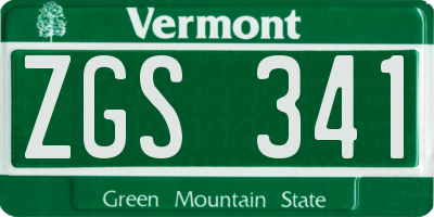 VT license plate ZGS341