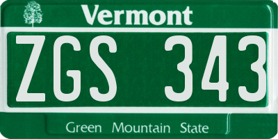 VT license plate ZGS343