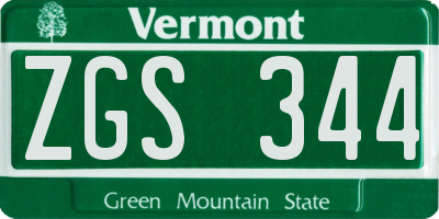 VT license plate ZGS344