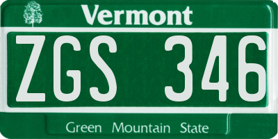 VT license plate ZGS346