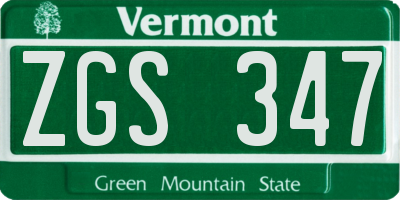 VT license plate ZGS347