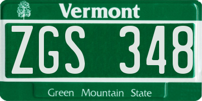 VT license plate ZGS348