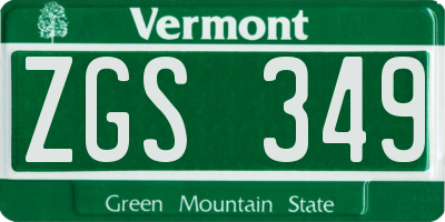 VT license plate ZGS349