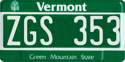 VT license plate ZGS353