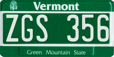VT license plate ZGS356