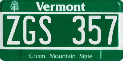 VT license plate ZGS357