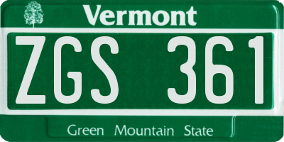 VT license plate ZGS361