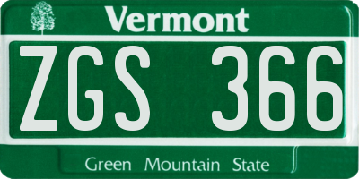 VT license plate ZGS366