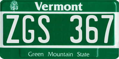 VT license plate ZGS367