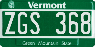 VT license plate ZGS368