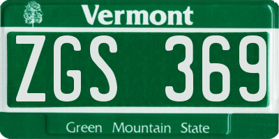 VT license plate ZGS369