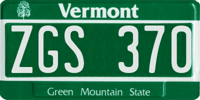 VT license plate ZGS370