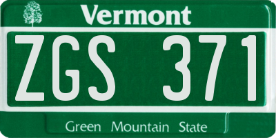 VT license plate ZGS371