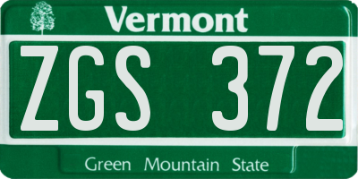 VT license plate ZGS372