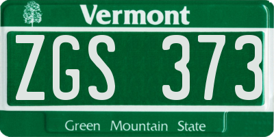 VT license plate ZGS373