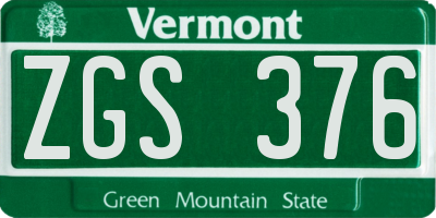 VT license plate ZGS376