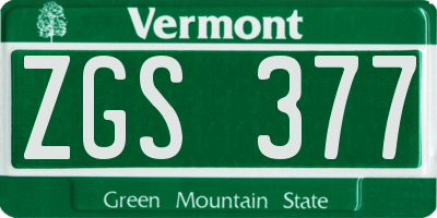 VT license plate ZGS377