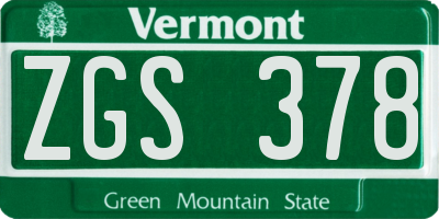 VT license plate ZGS378