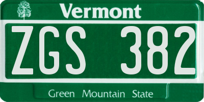 VT license plate ZGS382