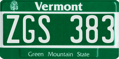 VT license plate ZGS383