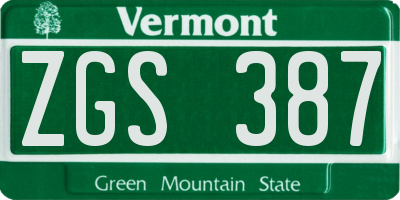 VT license plate ZGS387