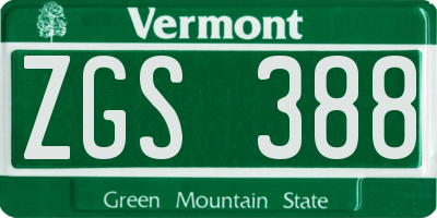 VT license plate ZGS388