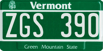 VT license plate ZGS390