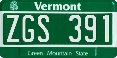 VT license plate ZGS391