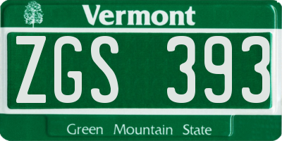 VT license plate ZGS393