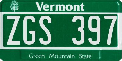 VT license plate ZGS397