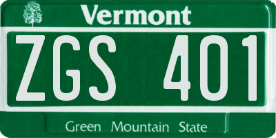 VT license plate ZGS401