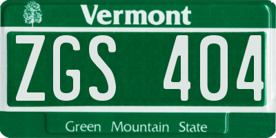 VT license plate ZGS404