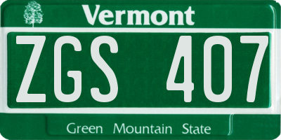 VT license plate ZGS407