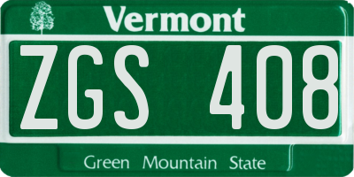 VT license plate ZGS408