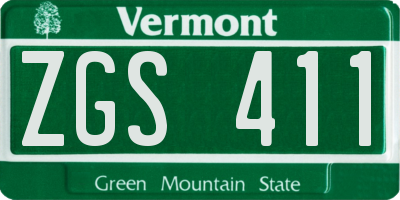 VT license plate ZGS411