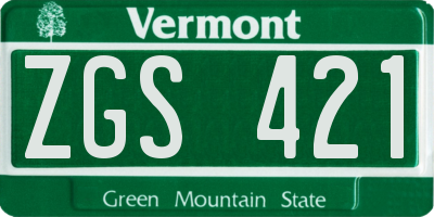 VT license plate ZGS421