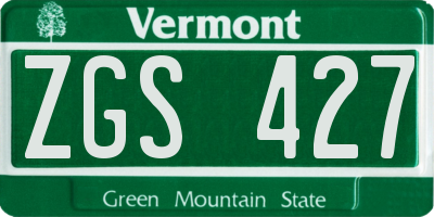 VT license plate ZGS427