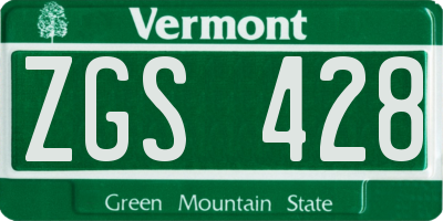VT license plate ZGS428