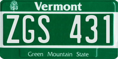 VT license plate ZGS431