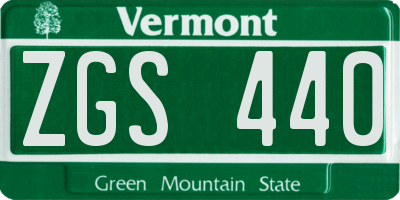 VT license plate ZGS440