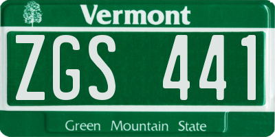 VT license plate ZGS441