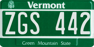VT license plate ZGS442